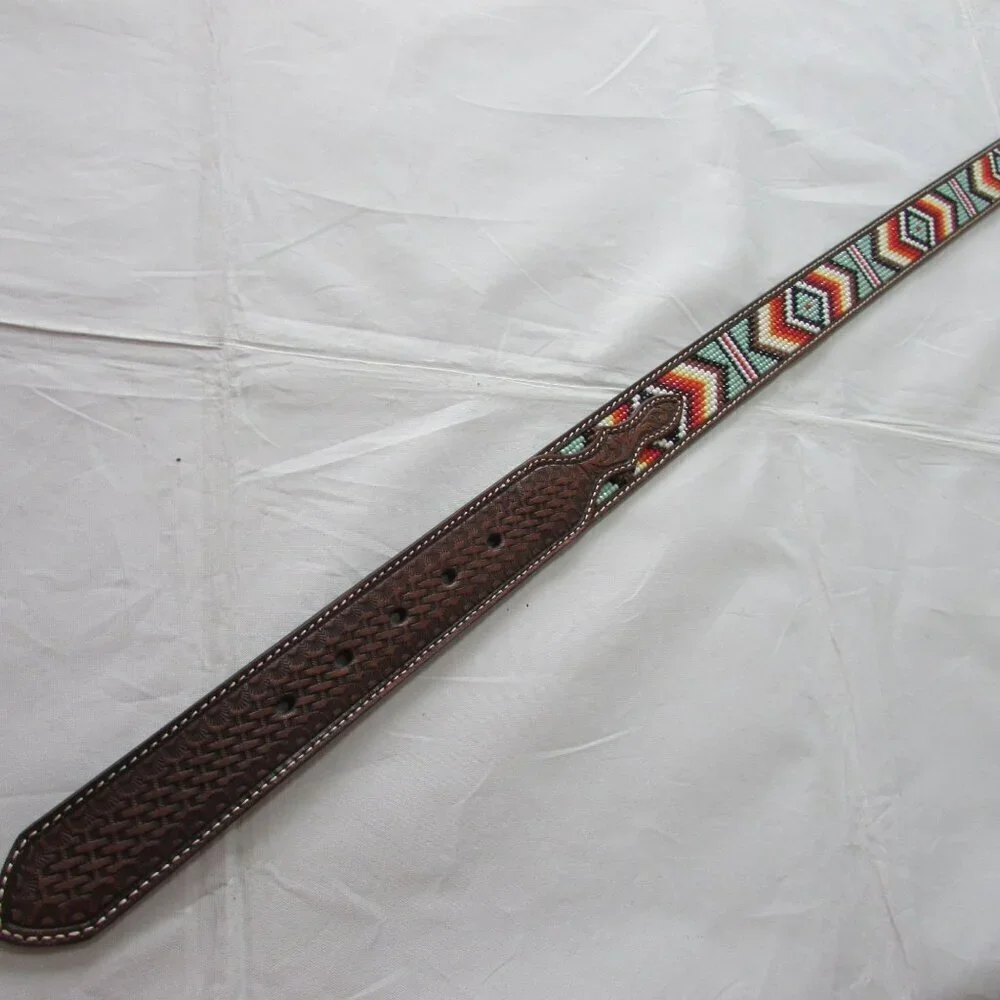 Nocona Youth Girl's Basketweave Beaded Diamond Western Belt - N4441108